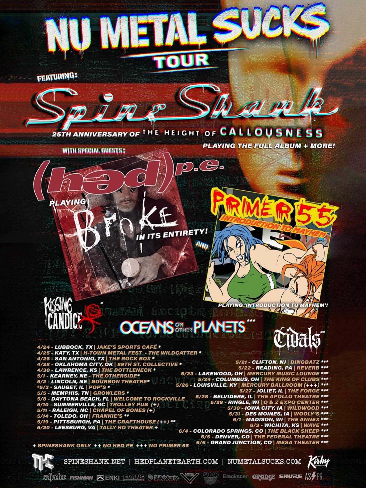 Spineshank 25 Years of Rebellion & Callousness Tour Poster 2026